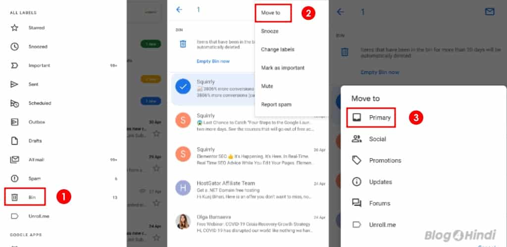 how to recover deleted mail from gmail