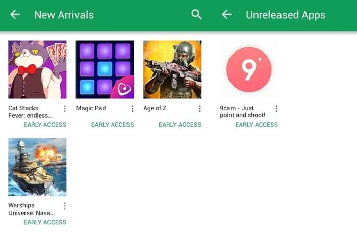 New arrival and unreleased app list