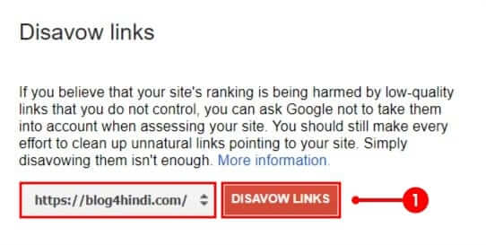 disavow links for bad backlink remove