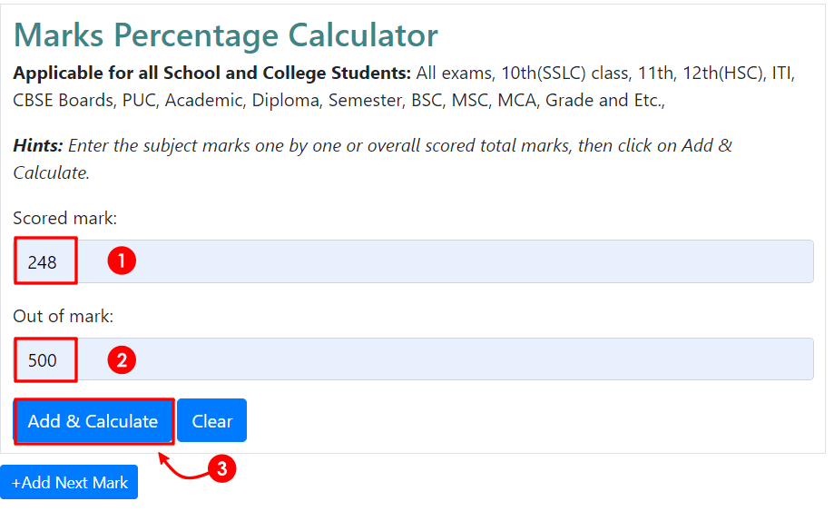 marks percentage calculator