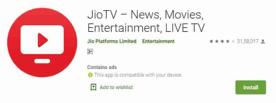 jiotv Best entrainment apps