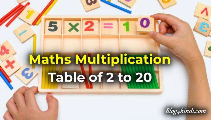 Multiplication Table of 2 to 20