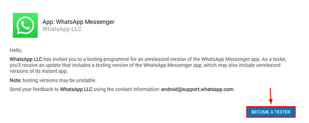 Become a Whatsapp beta tester
