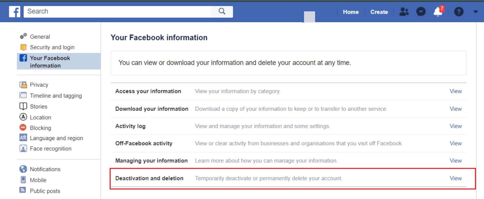Facebook deactivation & Deletion